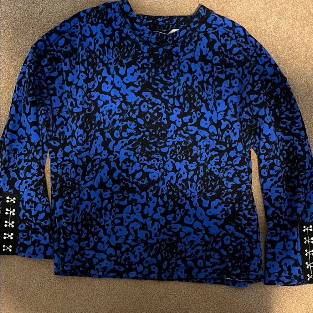 Rock & Republic Blue and Black Patterned Sweatshirt